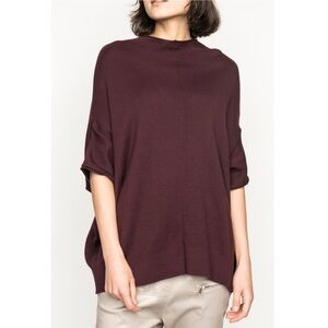 Elias Rumelis Greta Oversized Cotton Knit Sweater Top Red Grape Burgundy L